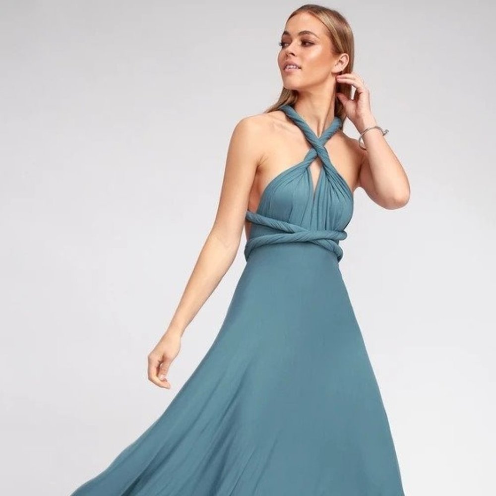 Tricks of the Trade Slate Blue Maxi Dress